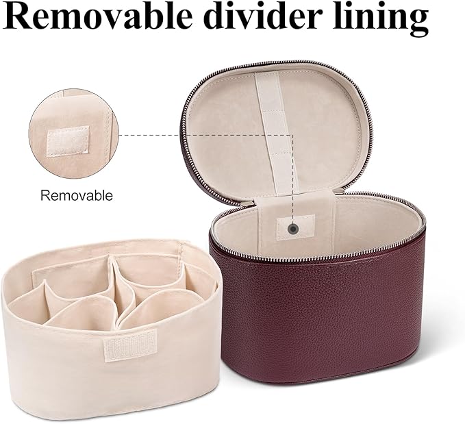 Makeup Bag, Travel Make up Case with Compartments and Handle, Portable Cosmetic Organizer Bags,Toiletry Bag for Women