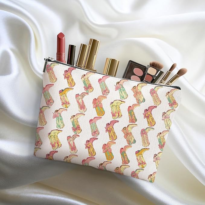 4pcs Western Makeup Bag, Western Gifts for Women Cosmetic Bag Cowgirl Gifts for Women Female Girls Sister BFF, Cowboy Boots Gift Christmas Birthday Gift, Cowgirl Stuff