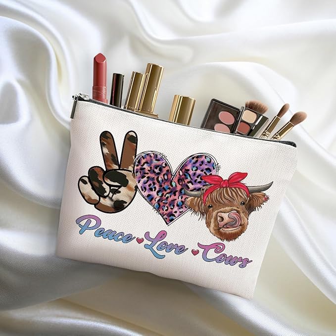 2pcs Funny Print Cow Stuff Western Makeup Bag, Cows Cosmetic Bag Cow Gifts for Women Female Girls Sister BFF, Christmas Birthday Gift, Western Stuff Travel Toiletry Bags