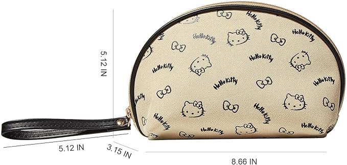 AmBealla Portable Storage Bag Cosmetic Bag for Women,Small Cute Compact Travel Makeup Bag for Keys and Phone, Beige Cotton Organizer with Wristband,Portable Mini Bag for Girls