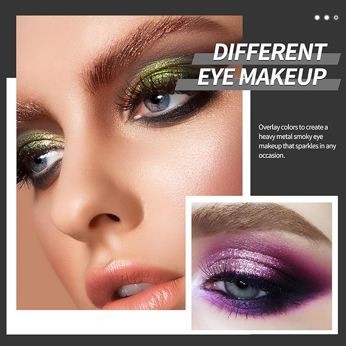 Black Eyeshadow Palette, 5 Colors True Black Chameleon Green Purple Color Changing Blush Eyes Multi-Use Dark Goth Makeup Pallet, Shimmer Matte Metallic Sombras De Ojos Kit for Daily Halloween2