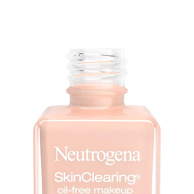 Neutrogena SkinClearing Oil-Free Acne and Blemish Fighting Liquid Foundation with.5% Salicylic Acid Acne Medicine, Shine Controlling Makeup for Acne Prone Skin, 20 Natural Ivory, 1 fl. oz