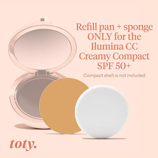 Toty by Sofia Vergara - Ilumina CC Creamy Compact SPF 50+ Refill - Mineral Sunscreen for Face - Cream Foundation Balm - Blurring, Matte Light Coverage - Water Resistant - All Skin Types - 1W