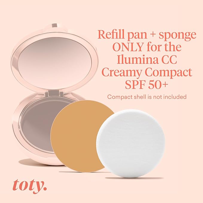 Toty by Sofia Vergara - Ilumina CC Creamy Compact SPF 50+ Refill - Mineral Sunscreen for Face - Cream Foundation Balm - Blurring, Matte Light Coverage - Water Resistant - All Skin Types - 2N