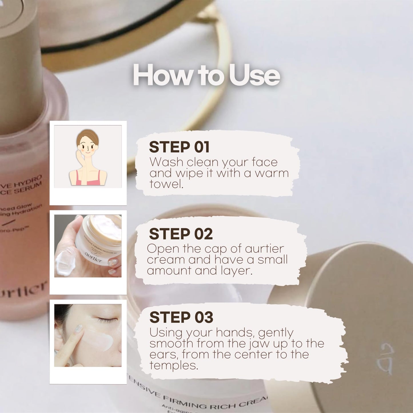 aurtier Intensive Firming Rich Cream, Anti-Aging Moisturizer with Collagen Peptides EGF Hyaluronic Acid for Wrinkle Smooths, Firming, Lifting & Deep Hydration 1.69 Oz