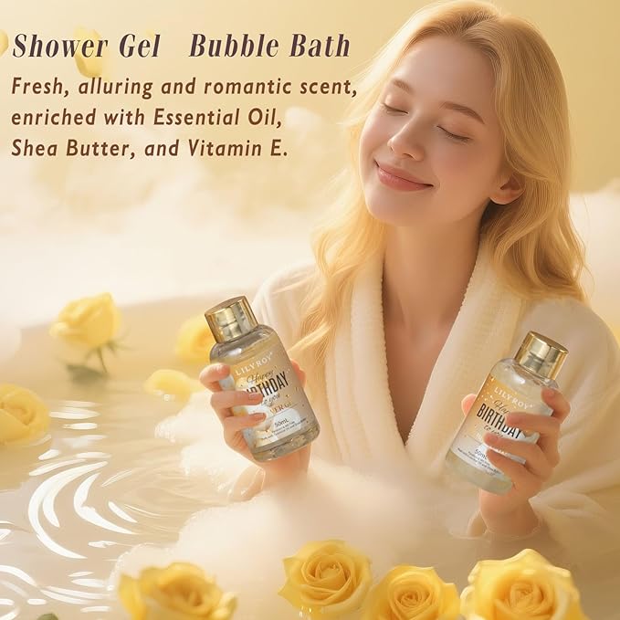 25Pcs Happy Birthday Gifts for Women - Luxury Birthday Advent Calendar Presents Bath and Body Birthday Gift for Sister, Girlfriend, Wife, Mom with Necklace｜Birthday Gift Set Idea for Female Friends