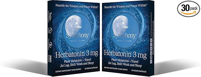 3mg - The First Natural Plant Melatonin Adult Sleep Aid, Circadian Rhythm Support for Jet Lag, Shift Work, General Sleeplessness – (Includes 2 Travel Packs: 30 Pure Vegan Capsules)