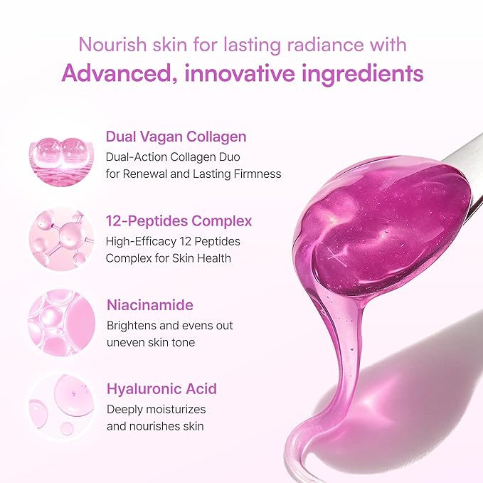 Bouncy Eye Serum | Under Eye Serum with Dual Collagen & 12 Peptides | Jelly Formula for Puffiness & Hydration | Gentle Korean Skincare (1.01 fl oz / 30ml)