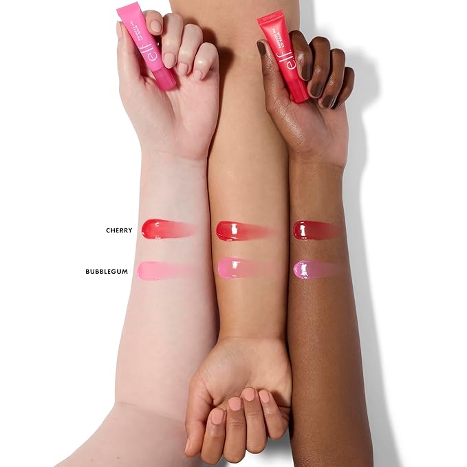 e.l.f. Squeeze Me More Lip Balm Duo, Moisturizing Balm For A Sheer Tint Of Color, Made With Hyaluronic Acid, Vegan & Cruelty-Free, Cherry & Bubblegum