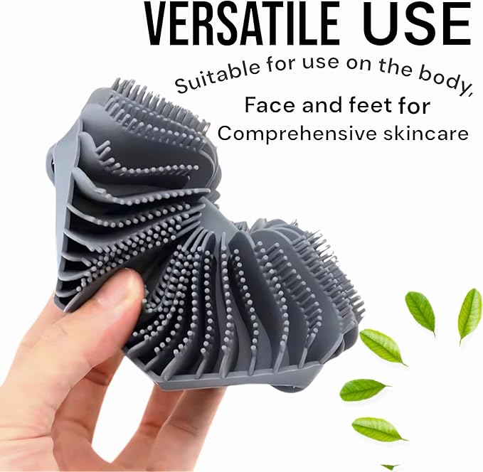 Silicone Body Scrubber, Soft and Gentle Silicone Body Exfoliating Scrubber for Shower Usage, Loofah, (Charcoal)