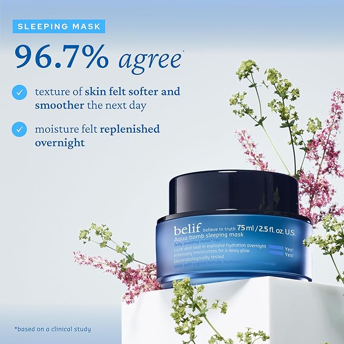 belif Vitamin E Jelly Overnight Mask – Hydrating & Plumping Face Moisturizer with Red Algae & Jojoba Oil, Deep Repair for Glass Skin, Korean Sleeping Mask for Intense Hydration & Radiance, 2.53 fl oz