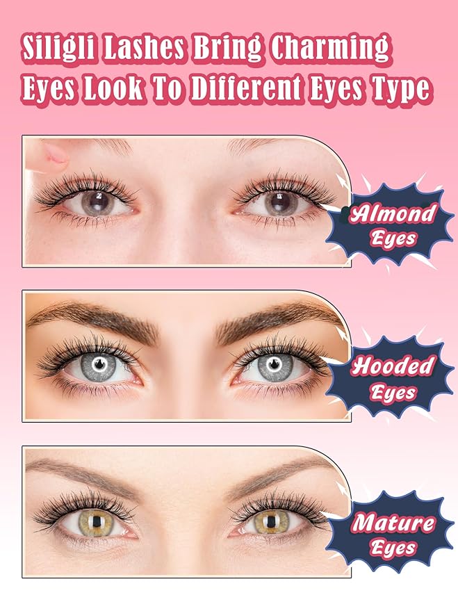 Lashes Wispy Eyelashes Natural Look 15mm Cat Eye Lashes Natural C Curl Soft Strip Lashes Fake Eyelashes 3D Volume Eye Lashes Pack 7 Pair Siligli Lash Eyelash