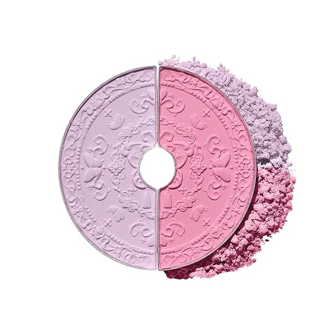 Flower Knows Butterfly Cloud Collar Rouge Box Highlighting & Blush Duo Powder,Blue+Pink Matte Finish Blush & Highlighter Palette,Buildable & Blendable Makeup Blush for cheeks(04 Fluttering Romance)