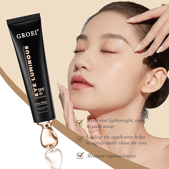 Luminous Eye Corrector Spf 41,Under Eye Corrector For Dark Circles,Undereye Sunscreen & Concealer, Hydrating Serum, Anti Aging Tinted E ye Cream with Peach Undertone