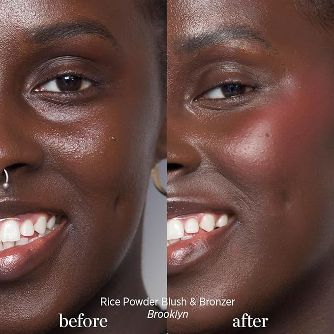 Ere Perez - Natural Rice Powder Blush + Bronzer Duo | Buildable, Breathable, Oil Absorbing, Medium Coverage | Vitamin E, Chamomile | Vegan, Cruelty-Free, Clean Beauty (Brooklyn)