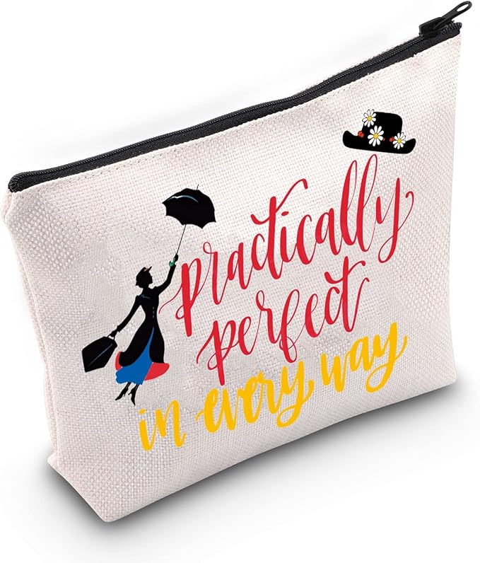 Mary Cosmetic Make up Bag Mary Gift Practically Perfect in Every Way Makeup Zipper Pouch Bag for Women (Practically Perfect)