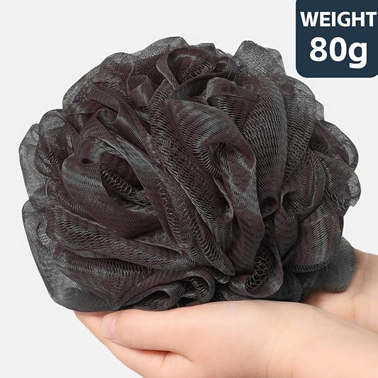 6-Pack 80g Shower Loofah for Men – Extra-Large Body Sponge with Triple-Tied Knots, High-Density Mesh, Rich Lather, Durable Exfoliating Pouf (Black)