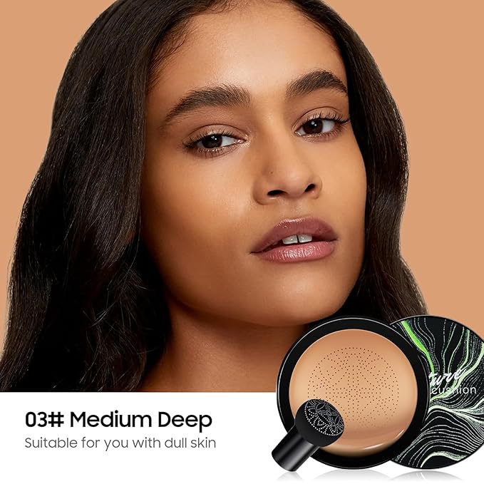 Air Cushion CC Cream - Moisturizing BB Cream Foundation Makeup Long Lasting Matte Concealer Cushion Foundation for Even Skin Tone, Ideal Mothers Day Gifts (Medium Deep)