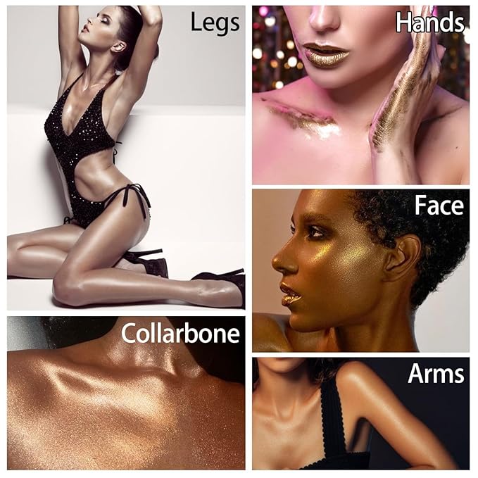 MAEPEOR Body Luminizer 5 Colors Smooth Subtle Shimmer Illuminator Moisturizing Long Lasting Summer Glow for Face and Body (40ML, 01 Silver)