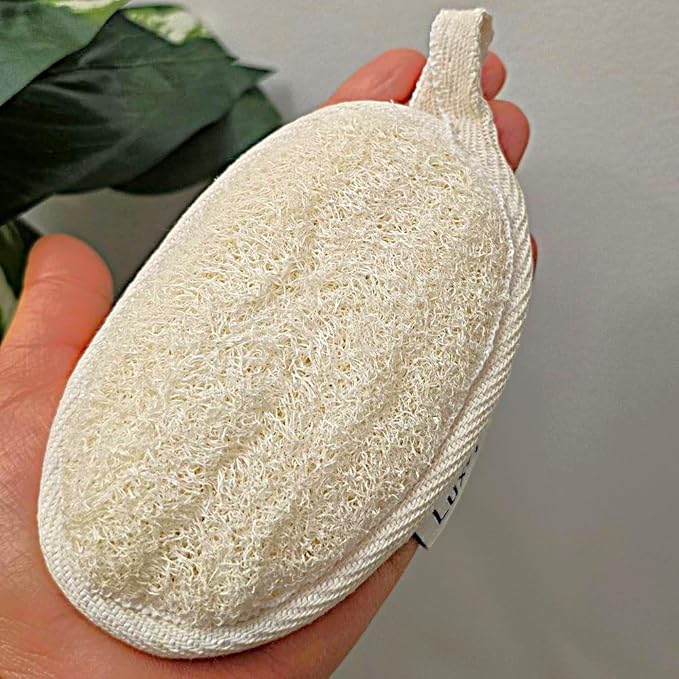 Natural Loofah Exfoliating Body Scrubber, Dual-Sided Shower Loofah Sponge, Bath Shower Loofah Spong for Men and Women, Face and Body Bath Scrubber- 3 Count (1 Pack)
