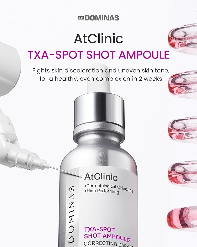AtClinic Tranexamic Acid Pink Serum (1fl oz) - Improve Skin Tone and Hyperpigmentation, Ampoule for All Skin Types. Korean Skin Care. Niacinamide