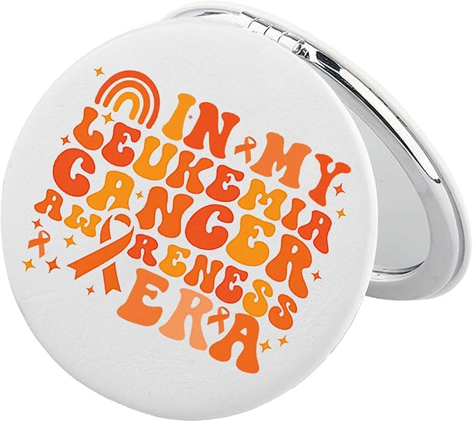 BEKECH Orange Ribbon Awareness Gifts Leukemia Awareness Gifts in My Leukemia Cancer Awareness Era Compact Mirror Cancer Support Gifts