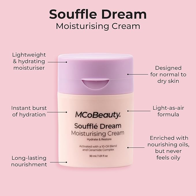 MCoBeauty Super Glow Bronzing Drops and Souffle Dream Mositurizing Cream, Hydrated Glowing Skin, Vegan, Cruelty Free (Pack of 2)