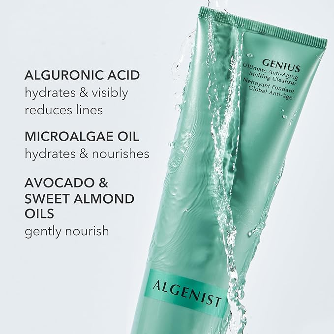 Algenist GENIUS Ultimate Anti-Aging Melting Cleanser - Milky Cleansing Oil for Makeup Removal with Avocado & Microalgae Oil - Non-Comedogenic & Hypoallergenic Skincare