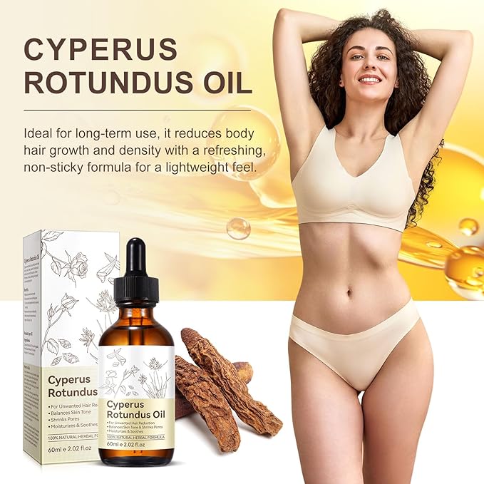 2PCS Cyperus Rotundus Oil, Natural Cyperus Rotundus Oil For Hair Removal, Reduces Unwanted Hair Growth, Moisturizes & Soothes The Skin, Suitable For All Skin Types
