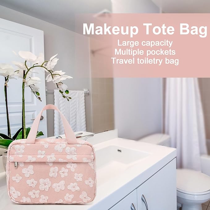 Makeup Bag for Women Cosmetic Bag Large Make Up Organizer Travel Toiletry Bags Waterproof Zipper Tote Pouch Purse for Girls