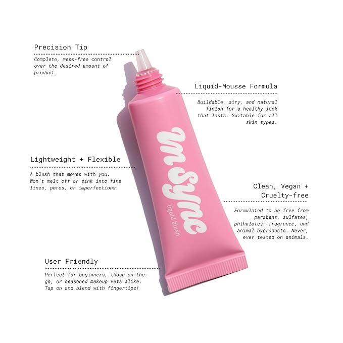 Half Caked In Sync Liquid Blush - Pigmented, Long-Lasting, Multi-Use Liquid Color - Lightweight, Natural Finish - Fragrance-Free, Clean, Vegan & Cruelty-Free, 15ml (Delicate Drama)