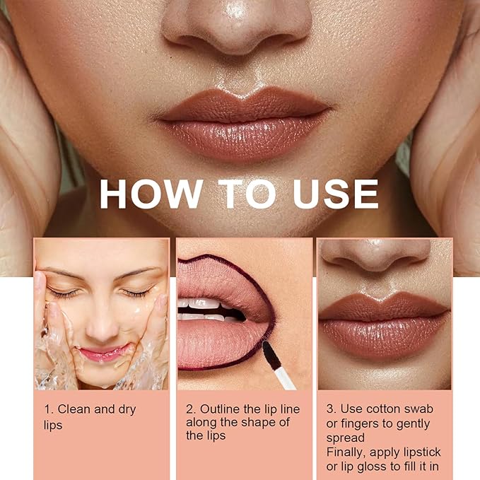 3PCS Lip Liner，Peel Off Lip Liner Tattoo, Peel Off Lip Stain, Long Lasting Lip Stain Peel Off, Infused with Hyaluronic Acid & Vitamin E, Makeup Gift for Women