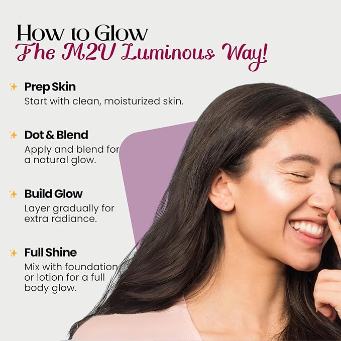 M2U NYC Liquid Highlighter Makeup – Lightweight Luminizer for Natural Radiant Glow with Shimmer – Ultra Smooth Hydrating Illuminator, Face, Cheekbone & Body Glow Enhancer Pink Pearl (Pearl Moon)