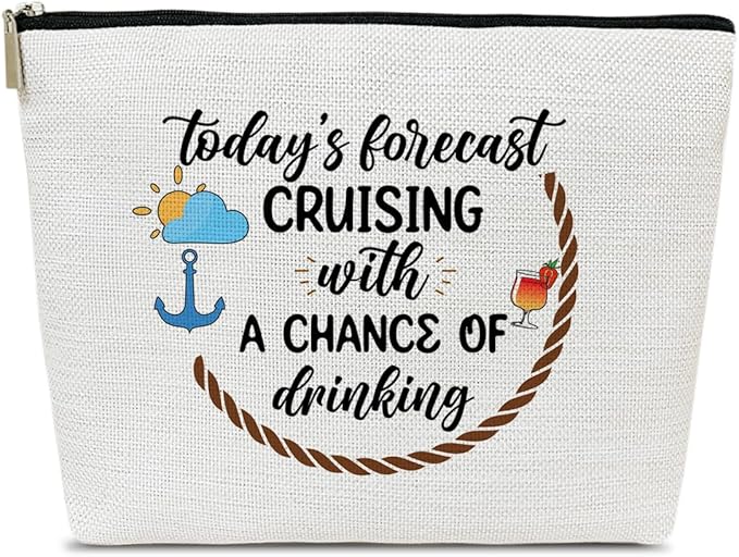 Beach Makeup Bags For Mom Women Grandma Mothers Day, Cruise Travel Gift, Cosmetic Bag, Pouch Travel Organizer, Zipper Pouch For Family, Cruise Lover Summer Vacation Gift