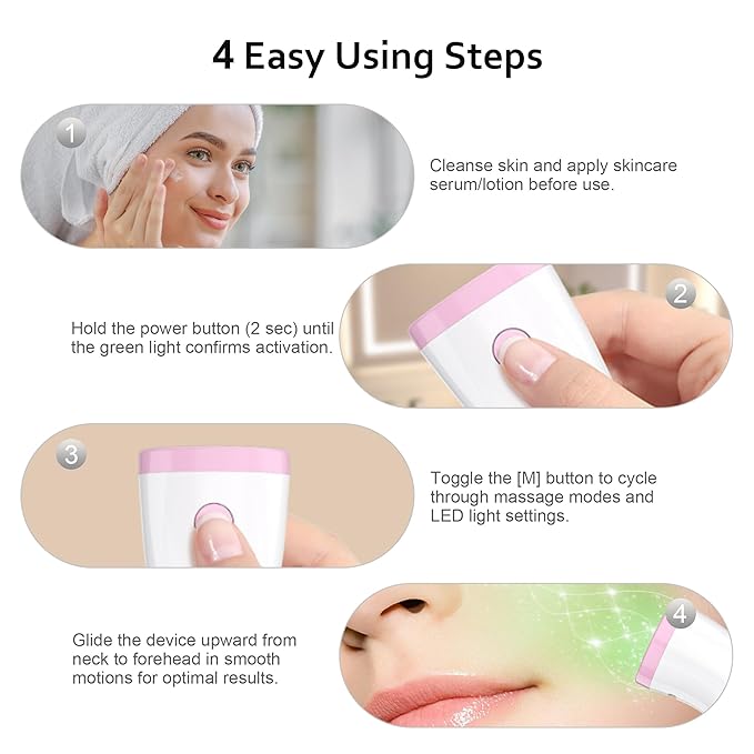5-in-1 Multifunctional Facial Massager, Beauty Skin Care Tool for Face and Neck, Portable Face Massager Tool-Rose Model