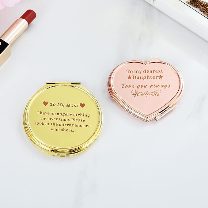 Personalized Cosmetic Compact Mirror 2.75 Inch Round Rosegold Handheld Travel Pocket Make up Mirror Beauty Tools Accessories Small Gifts for Women
