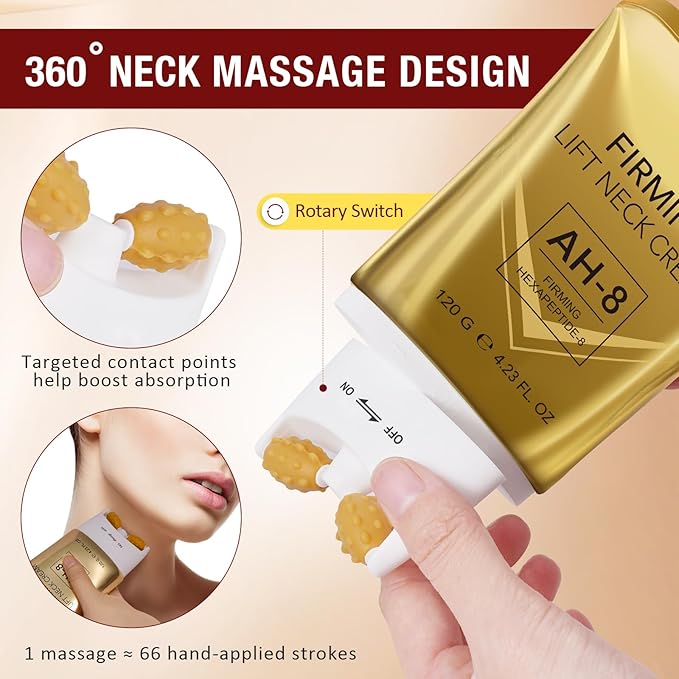 AH-8 Firming Neck Cream for Crepey Skin Body Care Comfort, Roller Neck Firming Cream With Double Roller Massage, Moisturizing, Tightening Lotions Cosmetic Skin Care Skin Repair for Women