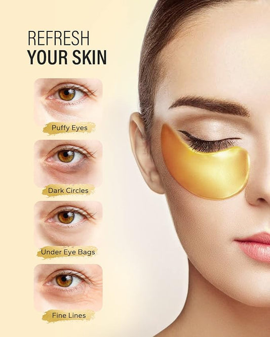 24k Gold Under Eye Patches (20 Pairs), eye mask, Collagen Skin Care Products, Eye Patches for Puffy Eyes, eye masks for dark circles and puffiness