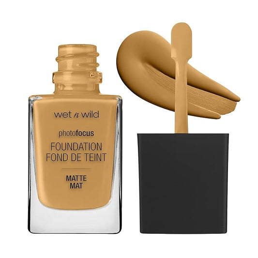 wet n wild Photo Focus Matte Liquid Foundation Amber Beige, Vegan & Cruelty-Free