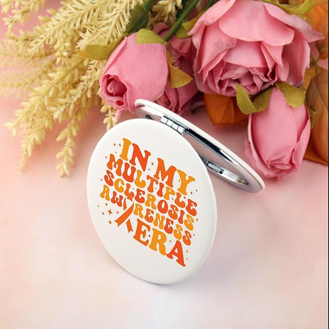 BEKECH Multiple Sclerosis MS Awareness Gift in My Multiple Sclerosis Era Compact Mirror MS Warrior Gifts Orange Ribbon Awareness Gifts