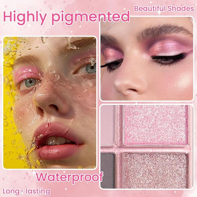 9 Colors Blue Smoky Matte Shimmer Eyeshadow Palette for Eye Makeup,High Pigmented Brown Purple Eye Shadow Primers Powder Palet de sombras de ojos