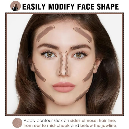 FOCALLURE Cream Contour Stick, Matte Bronzer Stick, Professional Face Shaping & Contouring Stick Makeup, Easy to Apply with Buildable Coverage, Long Lasting & Waterproof, COCOA