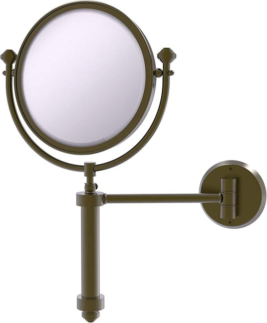 Allied Brass SB-4/2X Southbeach Collection Wall Mounted 8 Inch Diameter with 2X Magnification Make-Up Mirror, Antique Brass