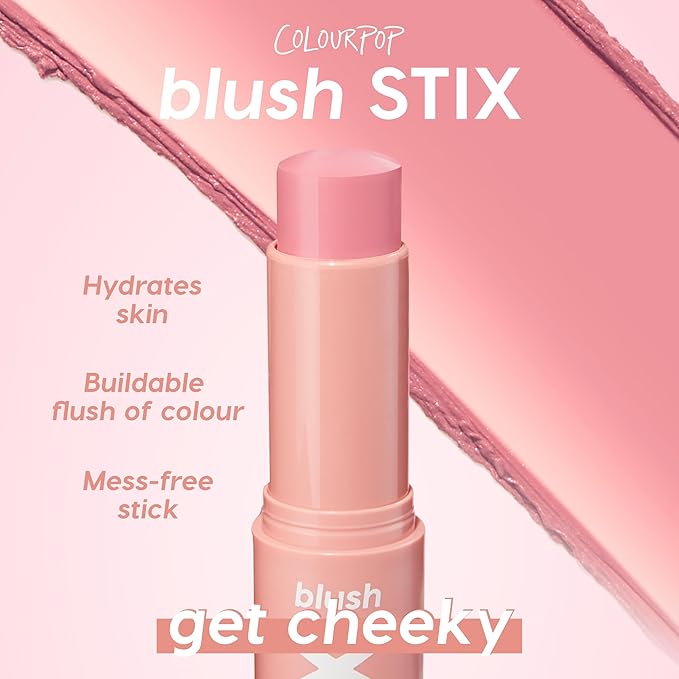 ColourPop Blush Stix - Cream Blush Stick with a Blendable, Hydrating Formula and Natural, Skin-Like Finish - Glowy Summer Makeup for Cheeks, Eyes & Lips - Cool It (0.28 oz)