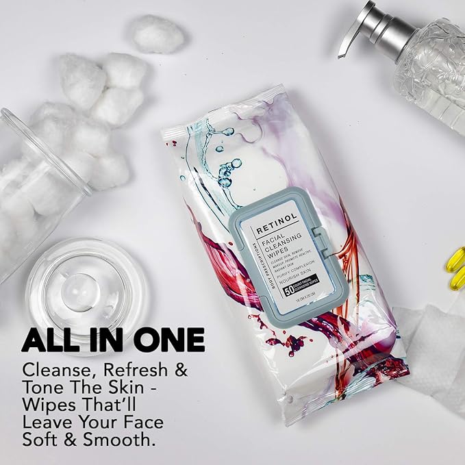 Body Prescription Makeup Cleansing Wipes - Gentle and Effective Face Wipes, 50 Count (Pack of 4), Tea Tree, Retinol, Micellar Water, and Vitamin C