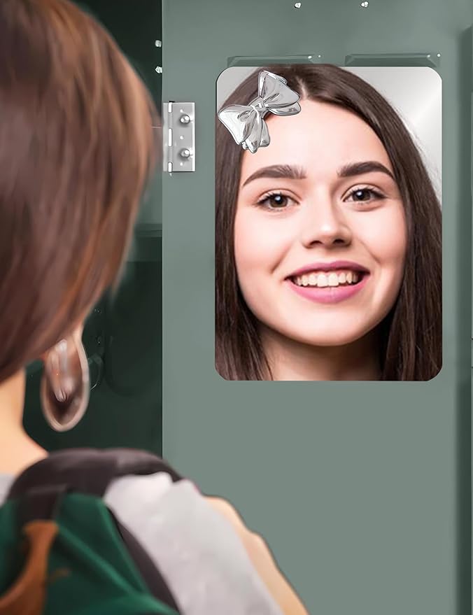 Magnetic Locker Mirror 6"x7" Real Glass Frameless Mirror with Magnetic Backing for School Locker, Bow School Locker Makeup Mirror for Girls Bathroom Refrigerator Dorm Gym Office Cabinet Home