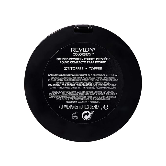 Revlon ColorStay Pressed Powder Face Makeup, Longwearing, Fragrance-Free, Noncomedogenic, 375 Toffee, 0.3 Oz