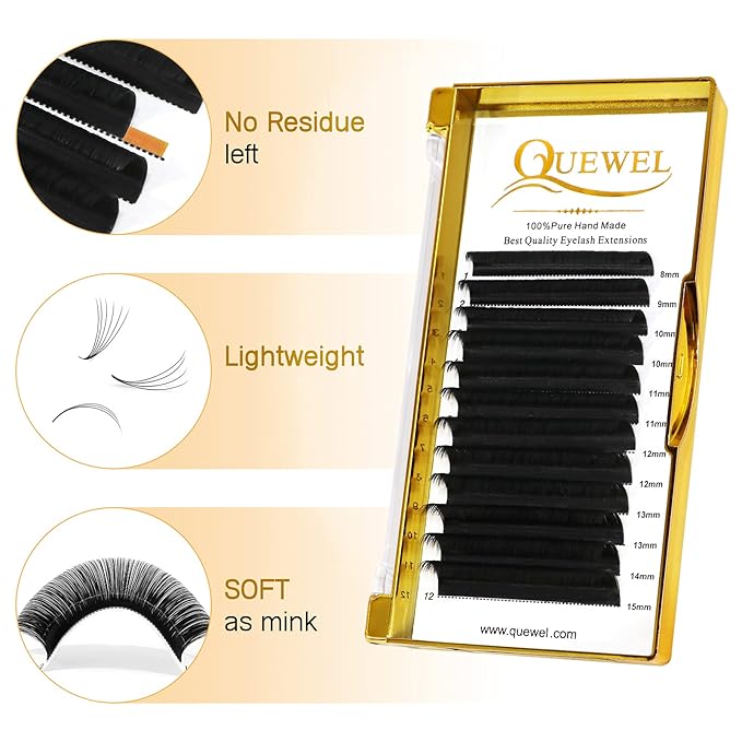 Volume Eyelash Extensions | 0.03-0.12mm | C/CC/D/DD Curl | 8-25mm Length | Easy Fan Volume Lashes 2D-20D Self Fanning Volume Lashes 0.05CC Mix-8-15mm Long Lasting Blooming Lashes(0.05CC Mix8-15)