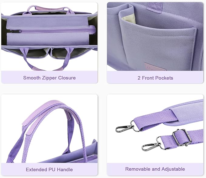 Canvas Tote Bag for Women With Pockets, Laptop Work Crossbody Purses Everything Shoulder Tote Bag Everyday Satchel Handbags