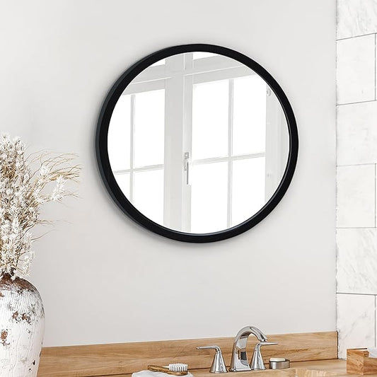 Americanflat 20" Round Mirror - Hanging Mirrors with Durable Frame - Modern Mirror for Bathroom, Bedroom, Living Room - Mirrors for Wall Display and Home Decor - Black